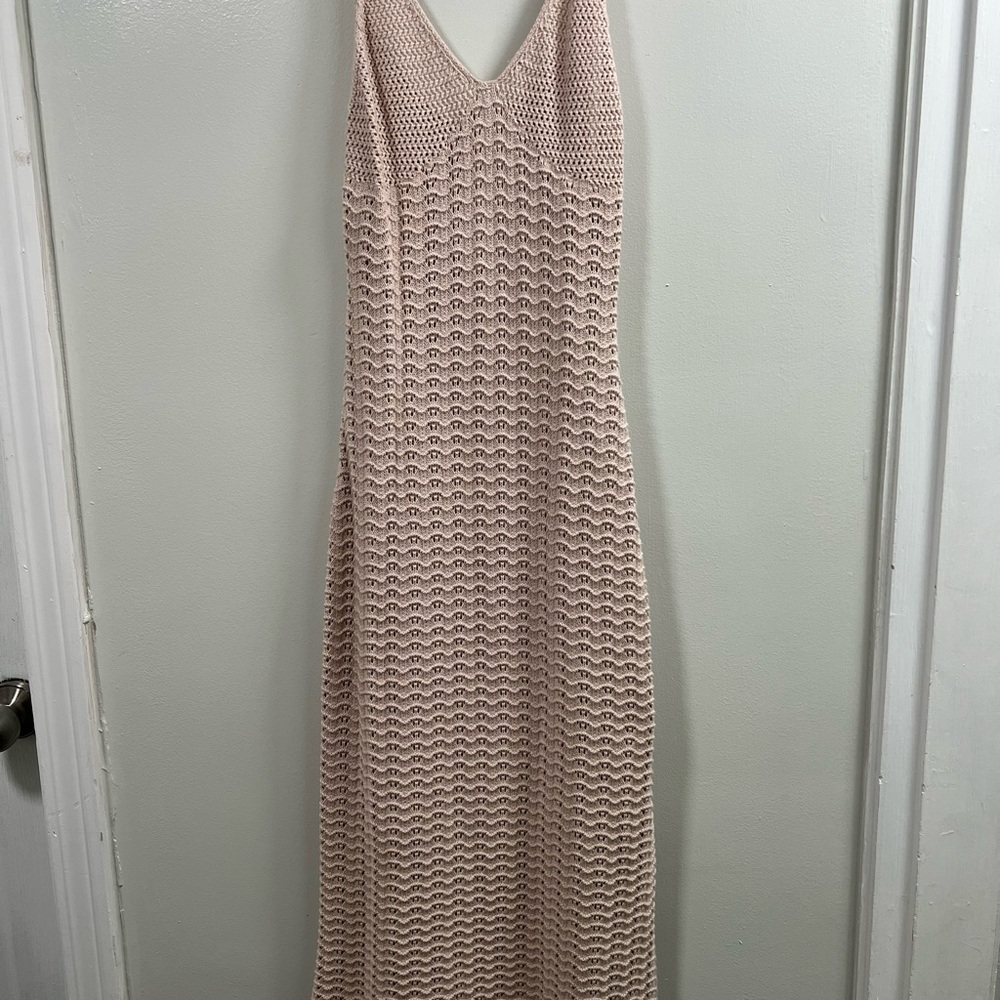 Elegant Beige Knit Maxi Dress